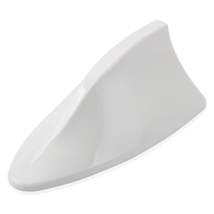 Antena Auto Decorativa tip Coada de Rechin cu functie de antena radio FM-AM, 171x75x60 mm, Universala, Alb
