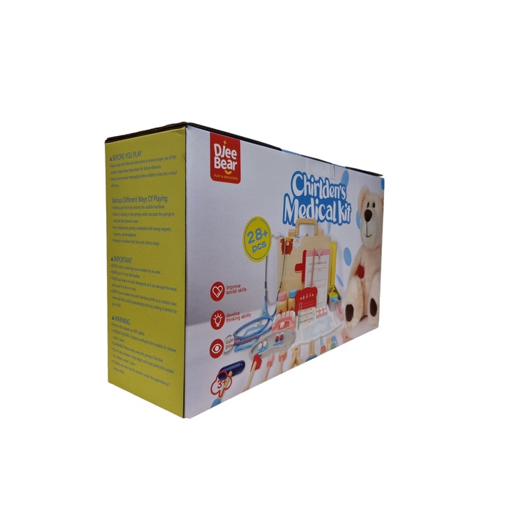 Set Micul doctor Tartaruga, din lemn, ursulet plus inclus