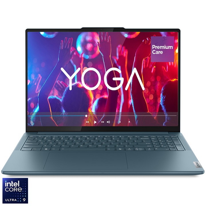 Laptop Yoga Pro 9 16IMH9 cu procesor Intel® Core™ Ultra 9 185H pana la 5.1GHz, 16", 3.2K, Mini LED, 165Hz, 64GB LPDDR5x, 1TB SSD, NVIDIA® GeForce RTX™ 4070 8GB GDDR6, Windows® 11 Home, Tidal Teal, 3y on-site Premium Care