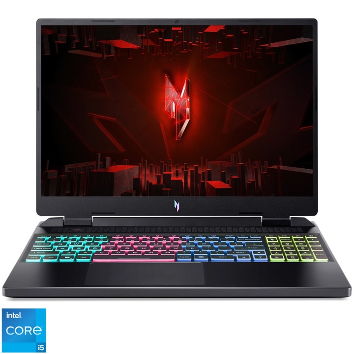 Laptop Gaming Acer Nitro 16 AN16-51-554N cu procesor Intel® Core® i5-13420H pana la 4.7GHz, 16", WUXGA, 165Hz, IPS, 16GB DDR5 RAM, 512GB SSD, NVIDIA® GeForce RTX™ 4050 6GB GDDR6, No OS, Black