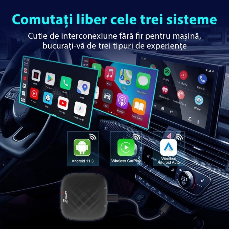 Carlinkit CarPlay Ai Box cu Android 11.0 Techstar® CPC200 Plus