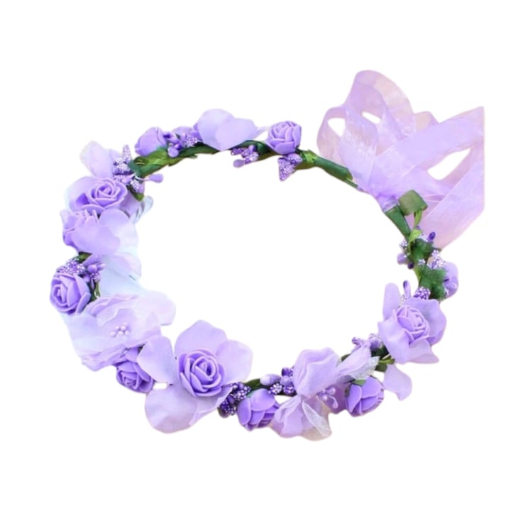 Coronita de flori artificiale pentru adolescente si femei mov