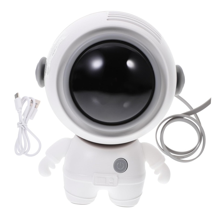 Преносим астронавт вентилатор, сгъваем, 3 скорости, бял, 900mAh