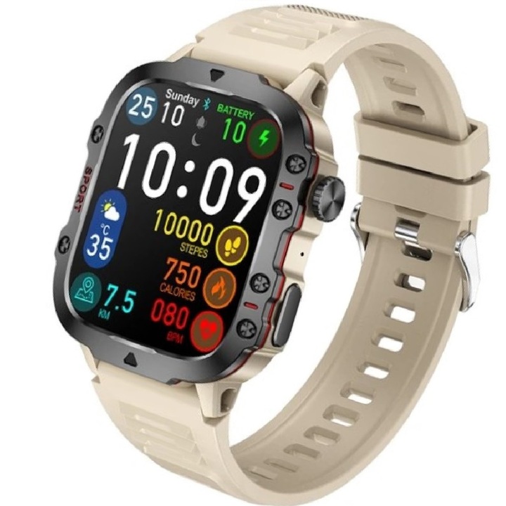 Singlait QS11 okosóra, okos, fitnesz, sport, vízálló, lépésszámláló funkció, távolság, értesítések, 1,96" képernyő, SMS, Bluetooth hívás, időjárás, HD mikrofon, alvásfigyelés, pulzusszám, mozgásszegény életmód, fehér