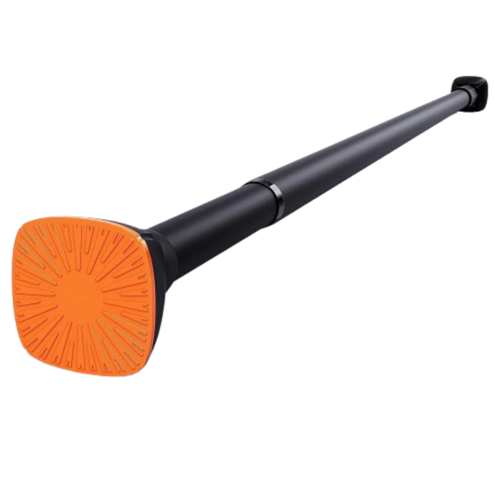 Телескопичен корниз LOLYPOT, разтегателен 79 - 114 см, противоплъзгащ, предварително натегната пружина, без пробиване, устойчива на ръжда, за прозорец, гардероб, баня, черно/оранжево