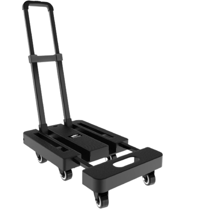 Carucior pentru Transport, SOLEJAZZ, Pliabil, Portabil, Maner extensibil si ajustabil, pentru bagaje, cumparaturi, calatorii, marfa, mutari si birou, greutatea maxima 227 KG, Negru