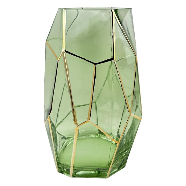 Декоративна стъклена ваза за цветя, 27,5х17 см, Аквамарин