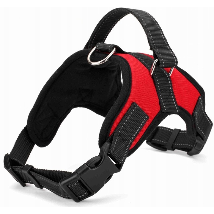 Ham pentru caine, ajustabil, Muvu, negru, rosu, 74-94 cm, marimea XL