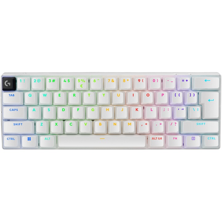 Tastatura mecanica gaming Logitech G PRO X 60 LIGHTSPEED, Ultra Compact TKL, Lightsync RGB, switch-uri GX tactile, Alb