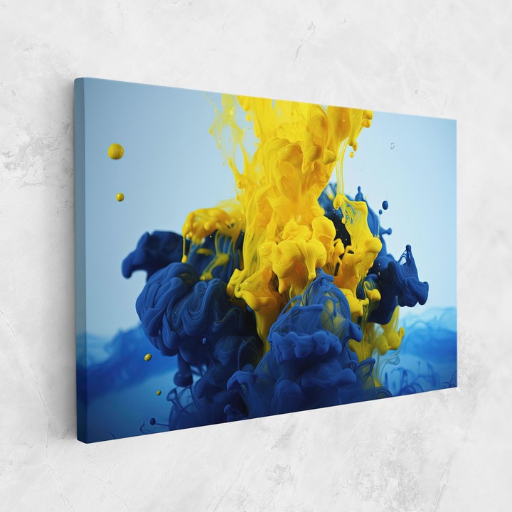 Картина на платно, ARTHUB, 80x120 cm | Спалня и Дневна, Абстрактни, Ярки цветове, Blue Yellow Smoke