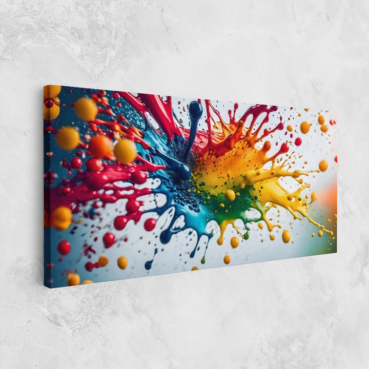 Картина на платно, ARTHUB, 60x120 cm | Спалня и Дневна, Абстрактни, Ярки цветове, Colorful Splash Rainbow