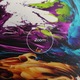 Картина на платно, ARTHUB, 60x120 cm | Спалня и Дневна, Абстрактни, Ярки цветове, Dark Purple Splash