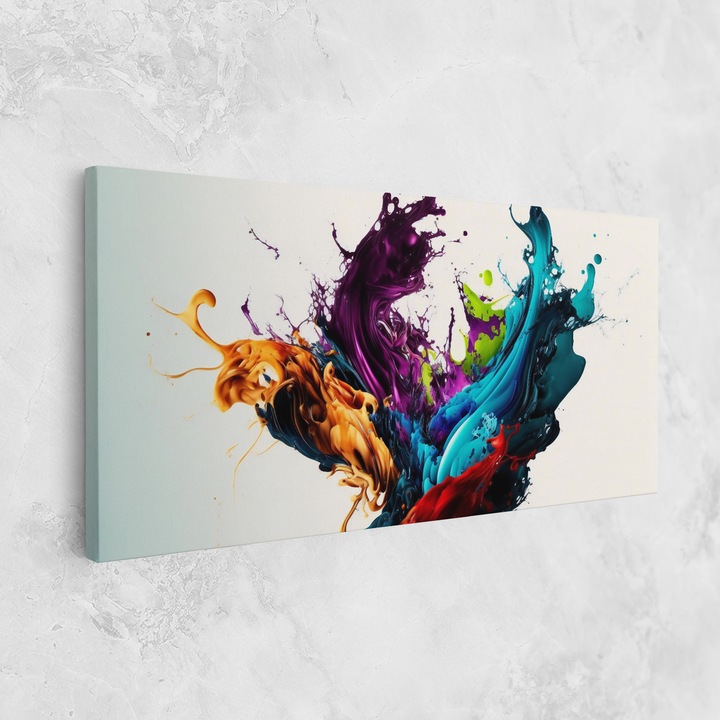 Картина на платно, ARTHUB, 60x120 cm | Спалня и Дневна, Абстрактни, Ярки цветове, Dark Purple Splash