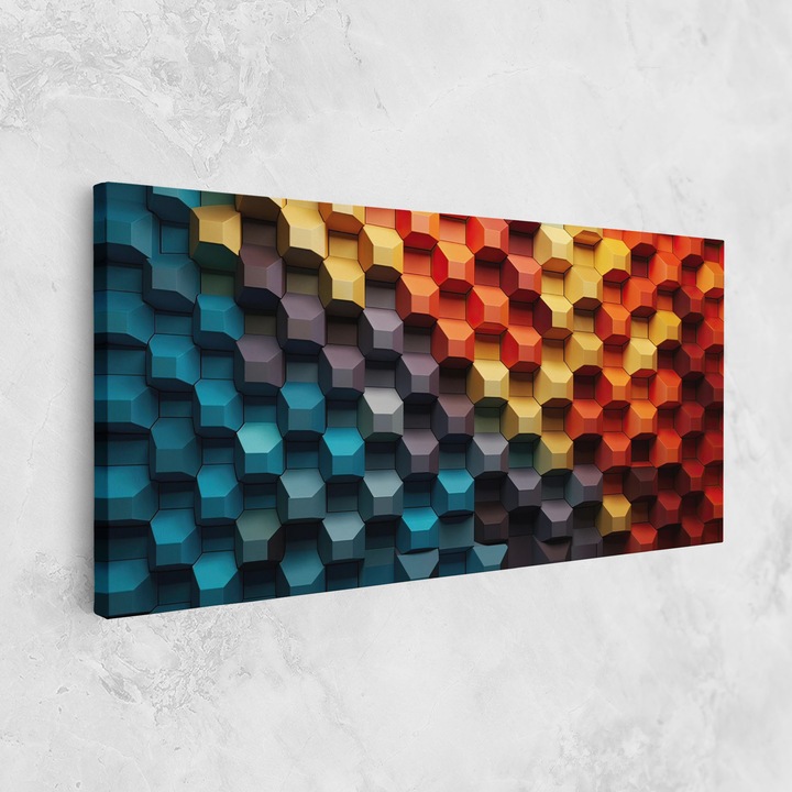 Картина на платно, ARTHUB, 60x120 cm | Спалня и Дневна, Абстрактни, Оптични илюзии, 3d Sqare Mix