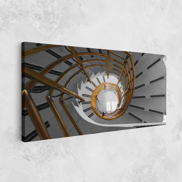 Картина на платно, ARTHUB, 60x120 cm | Спалня и Дневна, Абстрактни, Оптични илюзии, Gold Bar Stairs