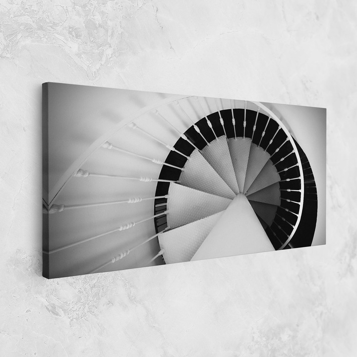 Картина на платно, ARTHUB, 60x120 cm | Спалня и Дневна, Абстрактни, Оптични илюзии, Black Circle Stairs