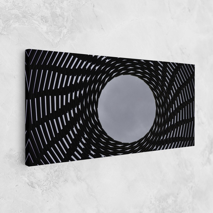 Картина на платно, ARTHUB, 60x120 cm | Спалня и Дневна, Абстрактни, Оптични илюзии, Grey Circle Lines