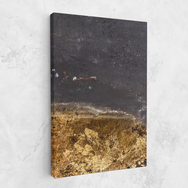 Картина на платно, ARTHUB, 80x120 cm | Спалня и Дневна, Абстрактни, Мрамор, Gold Dark Grey