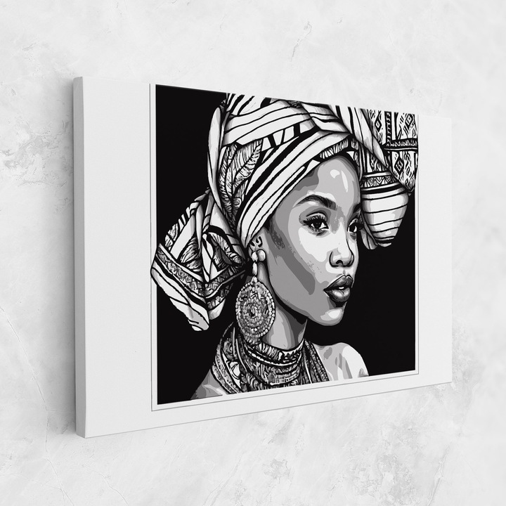 Картина на платно, ARTHUB, 80x120 cm | Спалня и Дневна, Жени, Африкански жени, Beautiful African Lady