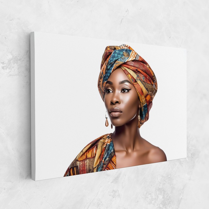 Картина на платно, ARTHUB, 80x120 cm | Спалня и Дневна, Жени, Африкански жени, African Woman Turban
