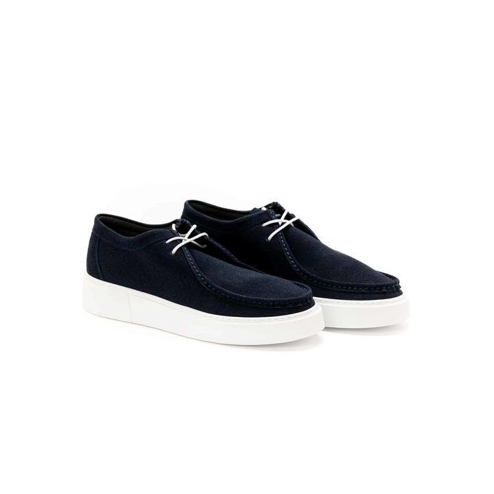 Pantofi barbati, Fenomilano, piele ecologica, albastru/alb, 44