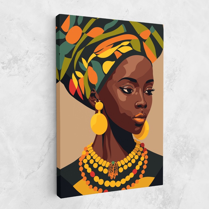 Картина на платно, ARTHUB, 70x100 cm | Спалня и Дневна, Жени, Африкански жени, African Earrings