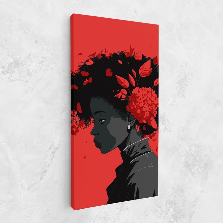 Картина на платно, ARTHUB, 60x120 cm | Спалня и Дневна, Жени, Африкански жени, African Red Flower