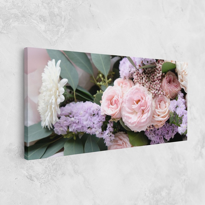 Картина на платно, ARTHUB, 60x120 cm | Спалня и Дневна, Цветя, Букет цветя, Beautiful Pink Roses