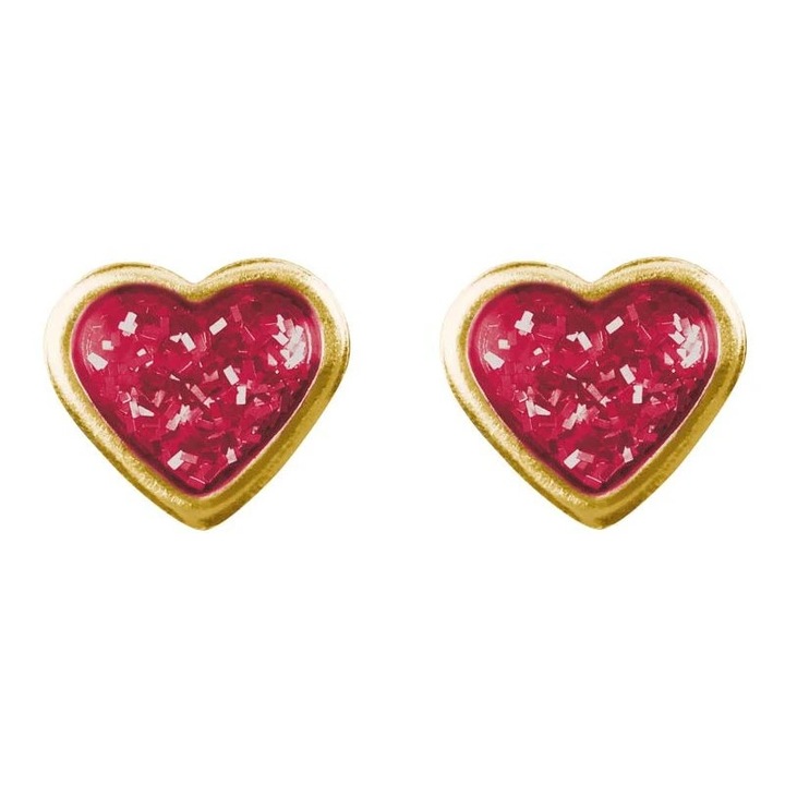 Cercei cu dispozitiv pentru piercing - Inima rosie
