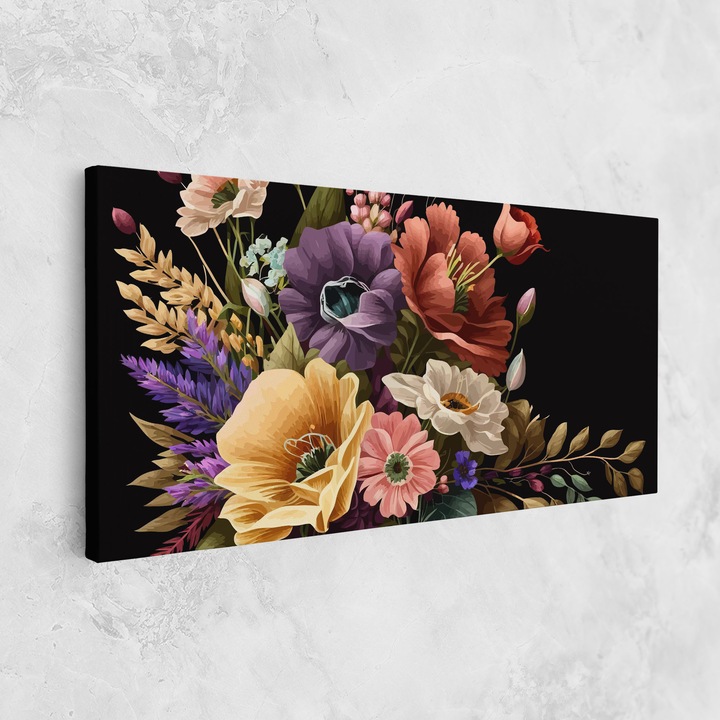 Картина на платно, ARTHUB, 60x120 cm | Спалня и Дневна, Цветя, Букет цветя, Vintage Bouquet Art