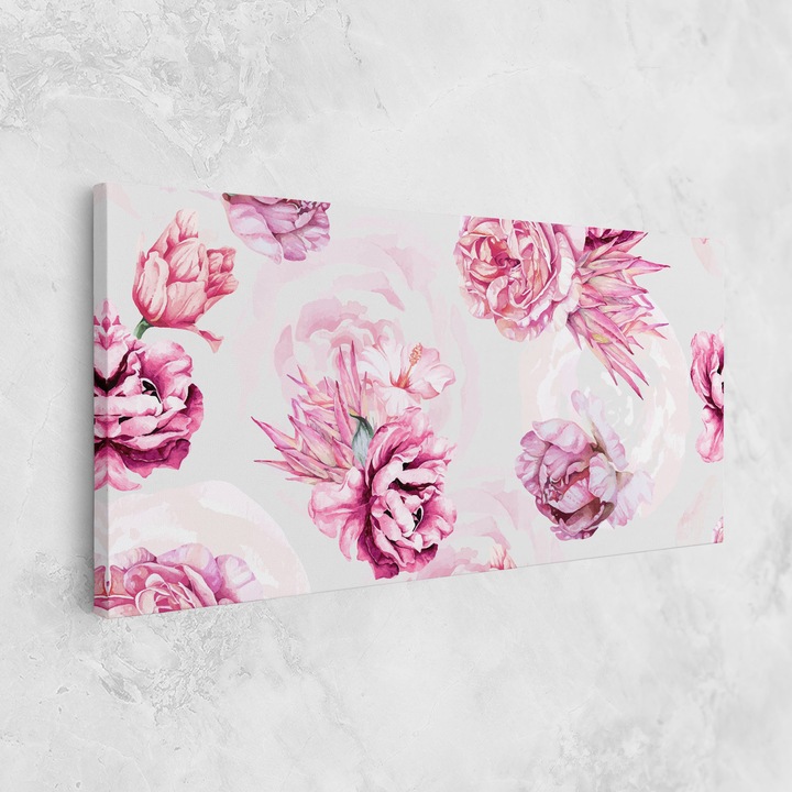 Картина на платно, ARTHUB, 60x120 cm | Спалня и Дневна, Цветя, Божури, Blooming Peony