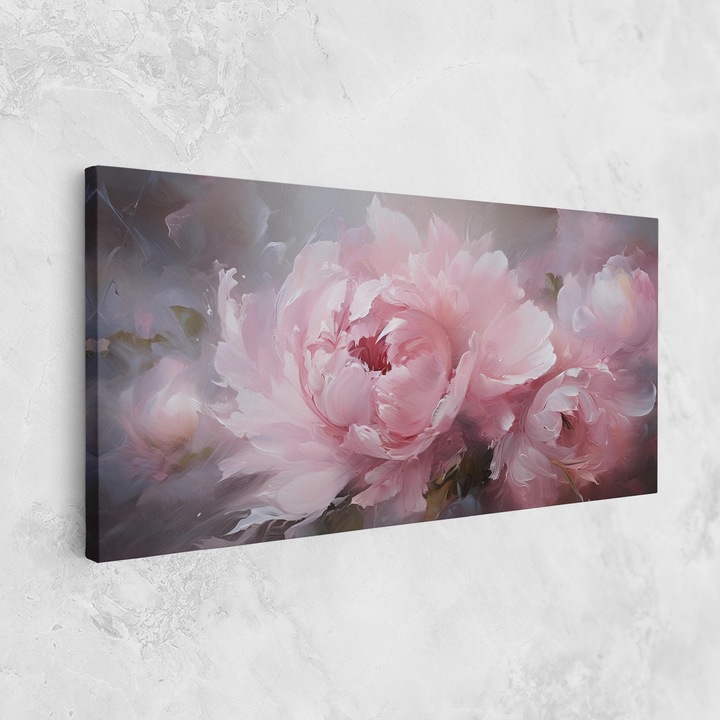 Картина на платно, ARTHUB, 60x120 cm | Спалня и Дневна, Цветя, Божури, Dreamy Painting Peony