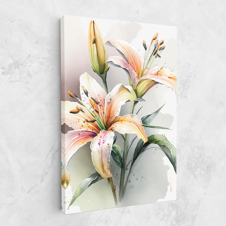 Картина на платно, ARTHUB, 70x100 cm | Спалня и Дневна, Цветя, Лилии, White Orange Lily