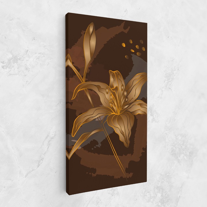 Картина на платно, ARTHUB, 40x80 cm | Спалня и Дневна, Цветя, Лилии, Gold Brown Lily