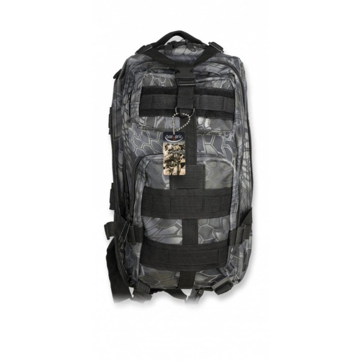 Rucsac Albainox Barbaric, capacitate 30L, camuflaj negru, nylon, 28x42x21cm
