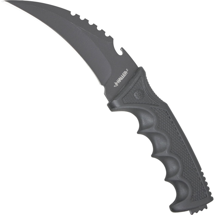 Haller Karambit kés, rozsdamentes acél, penge 11cm, fekete, 22cm