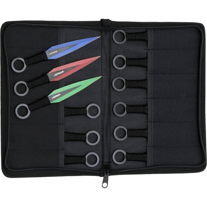 Set 12 Cutite de aruncat, Haller, Inox, Carcasa nailon, 150 mm, 30 g/ buc., Multicolor