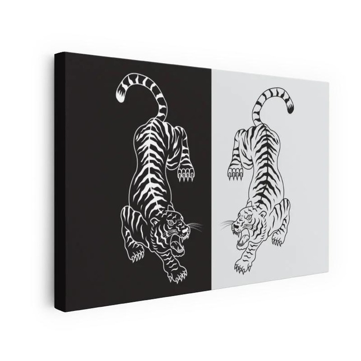 Картина на платно, Бял Черен Тигър, 70x100 cm, 30 x x40 cm
