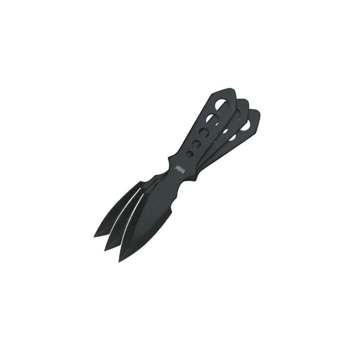Set 3 Cutite de Aruncat United Cutlery Lightning Bolt, Inox AUS-6, Negru, Teaca ABS
