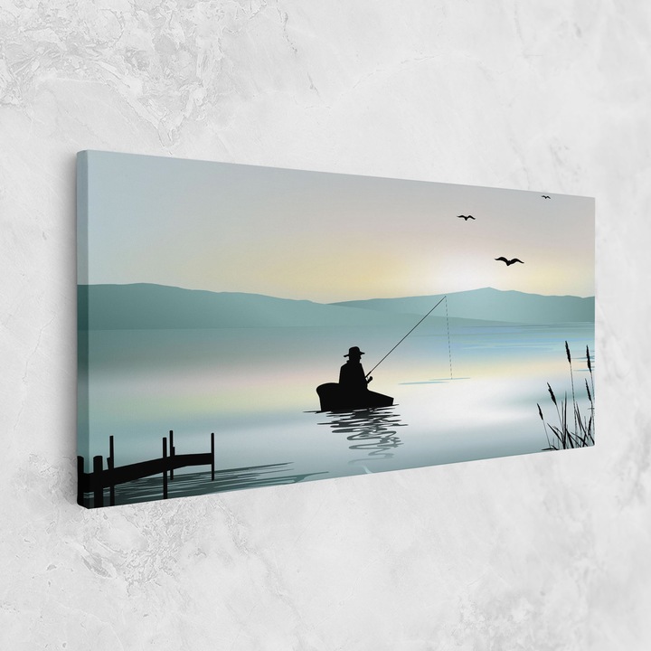Картина на платно, ARTHUB, 60x120 cm | Спалня и Дневна, Пейзажи, Езера, Fishman Lake View