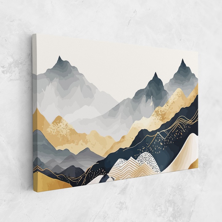 Картина на платно, ARTHUB, 80x120 cm | Спалня и Дневна, Пейзажи, Планини, Gold Grey Mountain