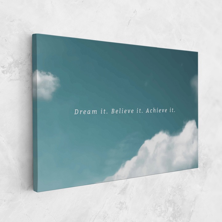 Картина на платно, ARTHUB, 70x100 cm | Спалня и Дневна, Пейзажи, Облаци, Clouds Text Green