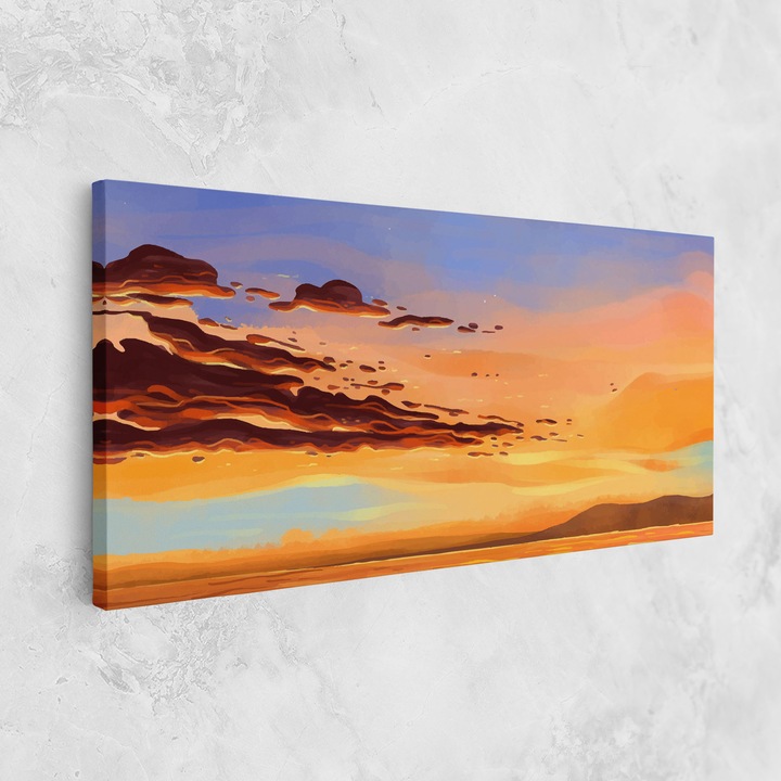 Картина на платно, ARTHUB, 60x120 cm | Спалня и Дневна, Пейзажи, Облаци, Dark Cloud Sunset