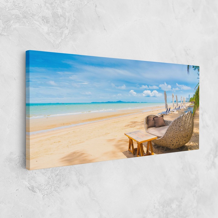 Картина на платно, ARTHUB, 60x120 cm | Спалня и Дневна, Пейзажи, Плажове, Dinning Blue Sky