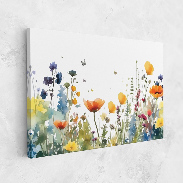 Картина на платно, ARTHUB, 80x120 cm | Спалня и Дневна, Пейзажи, Пролет, Watercolor Spring Flowers