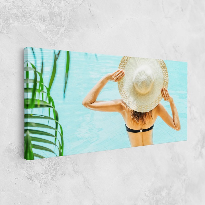 Картина на платно, ARTHUB, 50x100 cm | Спалня и Дневна, Пейзажи, Лято, Enjoying Swimming Pool