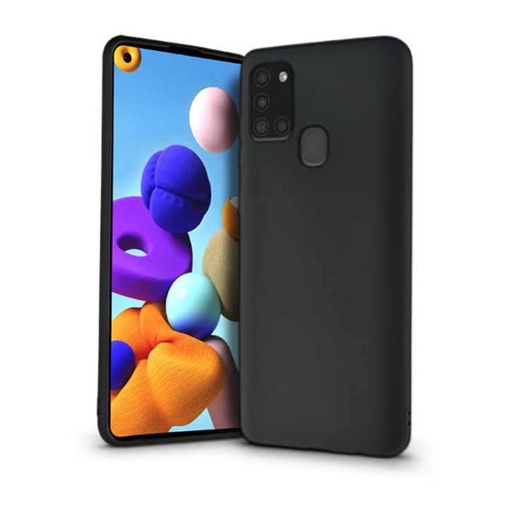 Samsung Galaxy A21S Telefontok - fekete szilikon hátlaptok