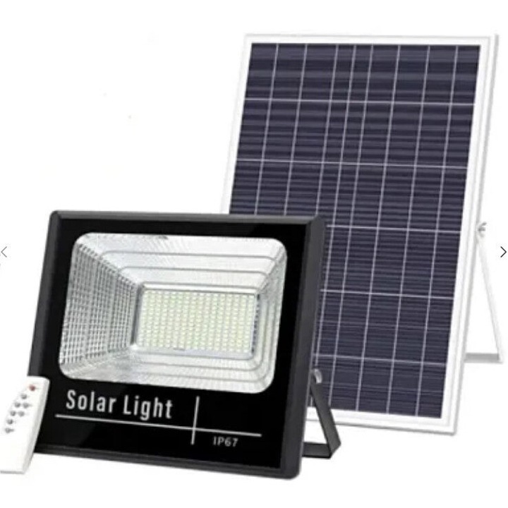 KIT Proiector 600w LED DIMABIL JORTAN cu Panou Solar si Telecomanda