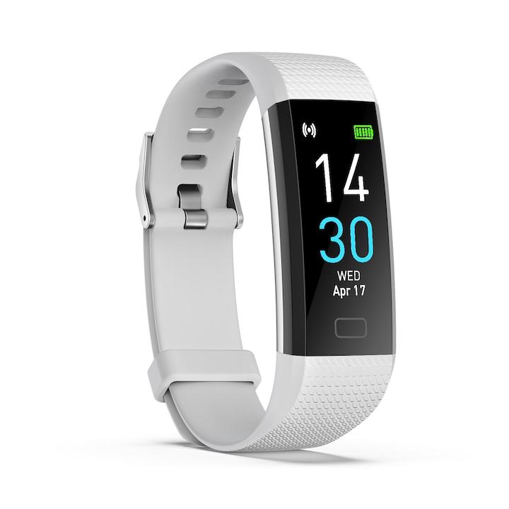 Фитнес гривна S5, i4FIT®, 0,96-инчов TFT сензорен екран, известия за APP, крачкомер, кръвно налягане, оксиметър, заседнала активност, глюкоза, температура, сърдечен ритъм, управление на камерата, IP 68, 16 спортни режима, сив
