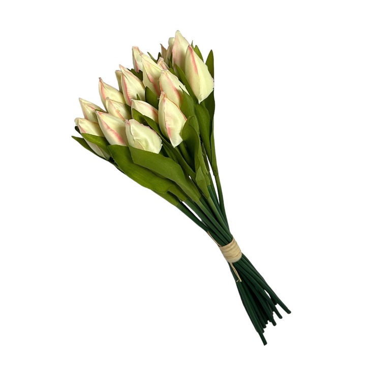 Букет изкуствени лалета 36х15 см, бели